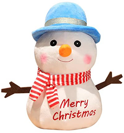 Schneemann Plüschtier,25cm Kuscheltier Schneemann Plüschtier Weihnachten Stofftier Kuscheltier, Kawaii Plüschkissen Gefüllte Kuscheltier Schneemann Weiche Puppe Geschenk für Kinder Jungen Mädchen