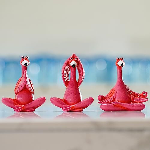 Philodwell Meditierende Yoga-Flamingo-Gartenstatue, einzigartige Geschenke für Frauen/Mutter/Oma, Gartenfrosch-Figuren, Dekoration für Schreibtisch, Büro, Terrasse, Hof, Innen- und Außenbereich,