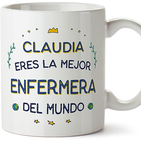 MUGFFINS Tazas Personalizadas para ENFERMERA mujer - En Español - Mejor del Mundo - 11 oz / 330 ml - Regalo Personalizable original y divertido