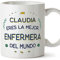 MUGFFINS Tazas Personalizadas para ENFERMERA mujer - En Español - Mejor del Mundo - 11 oz / 330 ml - Regalo Personalizable original y divertido