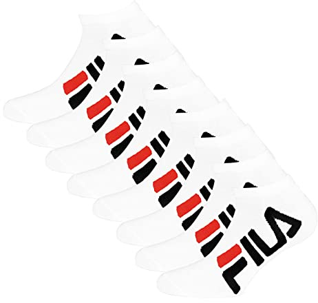 FILA Damen Herren Sneaker Socken Sportsocken Kurzsocken 4 Paar, Farbe:Weiß, Größe:43-46, Artikel:-300 white