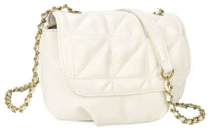 Gladdon kleine Umhängetasche Veganem Leder Handtasche mit Schloss Crossbody Tasche Plissee-Design Handytasche Taschen für Damen Teenager(Weiß)