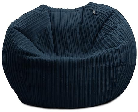 rucomfy Beanbags Jumbo Cord Kids Mini-Slouch Bean Bag Chair - Childrens Bedroom Playroom Furniture and Fun Decor. Arrives with Filling and Machine Washable - 60 x 80cm (Navy, Beanbag only)