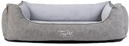 TrendPet VitaBed Style - Orthopädisches Hundebett, außen Kunstleder innen flauschig (Grau, 140x115cm)