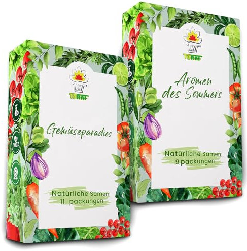 Gemüse Samen Set 20 Premium Sorten Gemüse, Saatgut für Gewächshaus, Garten, Balkon, Küche, Hochbeet, Zwiebel, Zucchini, Gurke, Beete, Anzuchtset Samen Gemüse Pflanzen