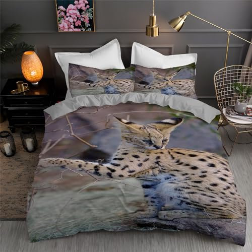 Bettwäsche 135x200 Wildtiere 3D Druck Bettbezüge und 2 Kissenbezug 50 x 75 Kuschelig Atmungsaktive Bettwäsche Set 3 Teilig mit Reißverschluss