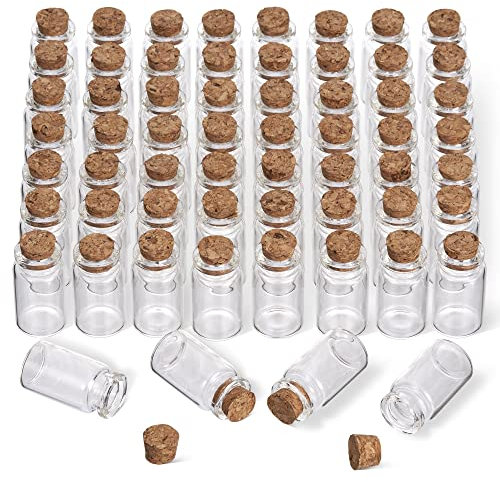 THE TWIDDLERS 120 Mini Glass Bottles, Small Spice Jars, Crafts, Wedding Favors, Shot Bottles with Cork Lids, Premium Glass 4cm