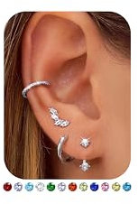 FIOROYAL Ohrringe Silber 925 Damen- 14K Vergoldet Ohrringe Gold Set Stapelbar für Mehrere Ohrlöcher,Hypoallergene Kleine Ohrstecker Creolen Ear Cuff Set für Helix Tragus Piercing Ohr