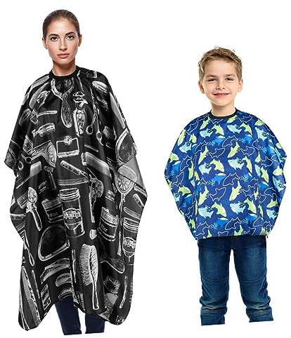 HONMEET 3pcs Barber Cape Hairdressing Cape Neck Brush Duster Men Haircut Polyester Pongee Material Breathable Static