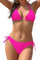 SHEKINI Bikini Set Damen Ties-up Neckholder klassischer Triangel Bikinioberteil Bedruckter Bikini Damen Sexy Triangel Verstellbare Bikinihose(S,Fluoreszierendes Rosa)