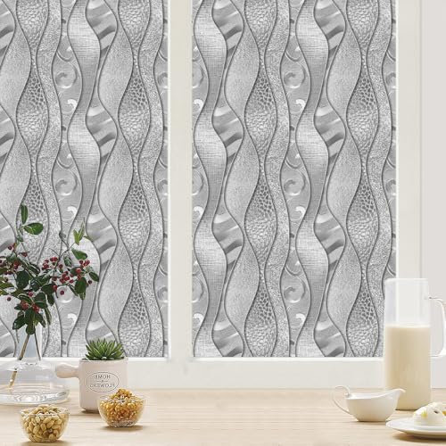 Vinilos para Cristales Geometría Gris Pegatina Decorativa del Vidrio Autoadhesiva,Proteger La Privacidad Anti UV, para Dormitorio, Sala, Comedor, Cocina Cristal Pelicula Aislante Termico