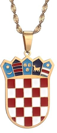 OAUWKEIY Anhänger Halskette Kroatien Flagge Anhänger Halskette Männer Frauen Anhänger Halskette ethnische Geschenke Schmuck