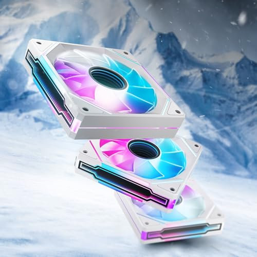 AsiaHorse Ventilateur de boîtier PC ARGB 120MM [Lot de 3] [Infinity Mirror] [HDB] Ventilateur RGB 1800 RPM/ 61.5CFM/ 24 LEDs 5V 3PIN ARGB et ventilateur PWM 12V 4PIN durée de vie de 50000H AMICI5GT