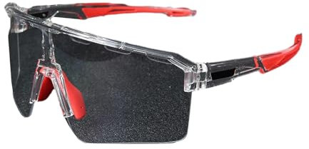 keynoyin Polarisierte Brille mit Farbwechsel, Outdoor-Laufen, Rennradfahren, winddichte Sport-Sonnenbrille, heller, transparenter Rahmen, transparent