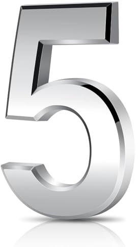 3 Inches Door Numbers Silver Self Adhesive 3D Mailbox Number Waterproof House Door Numbers Street Number Stickers for House Mailbox Apartment Hotel Courtyard Cafe (5)