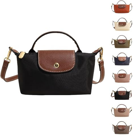 eganten Mini-Umhängetasche in Farbblockoptik für Damen, quadratische Handtasche in Volltonfarbe mit verstellbarem Riemen, Schultertasche (Black,One Size)