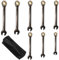 VZXZXE Lot de 8 clés mixtes à cliquet 8-18 mm avec sac de rangement, 72 dents et 5 ° de pivotement en acier au chrome-vanadium