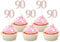 Sotpot 30PCS 90th Birthday Cupcake Toppers Rose Gold Glitter 90th Cupcake Picks for Happy 90th Birthday Party Decorations