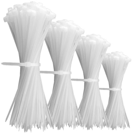Offgridtec Kabelbinder Nylon 66, 18 kg Zugfestigkeit (400 Stück, weiß) | UV- und wetterbeständig, dreifache Arretierzähne, für DIY, Werkstatt & Büro, Längen 100, 150, 200 & 300 mm
