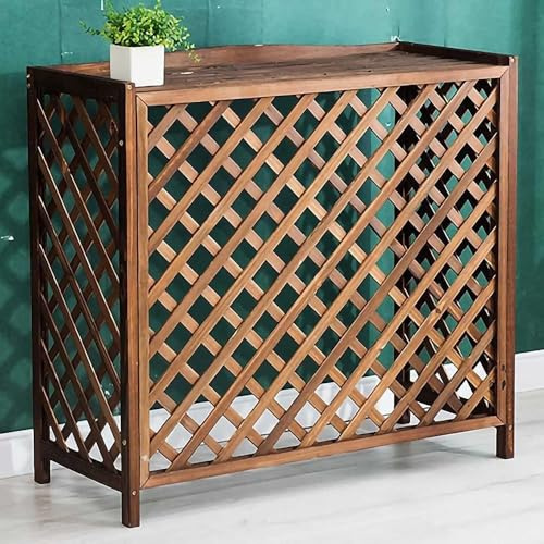 Outdoor Air Conditioner Cover, Durable Waterproof Wooden AC Unit Protector, Decorative Screen for External Air Conditioning Units - Small Size