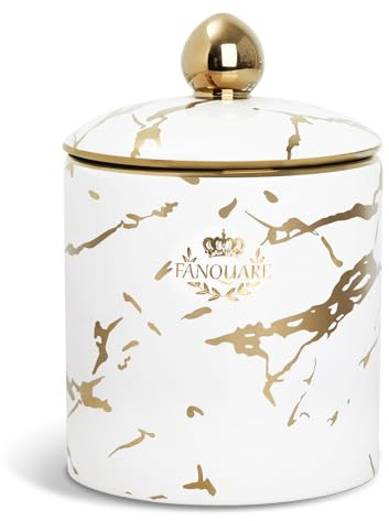 fanquare Gold Marble Food Storage Jar Ceramic Kitchen Canisters | Sugar Bowl with Airtight Seal Lid for Coffee Beans Tea Sugar Spices Counter Serving