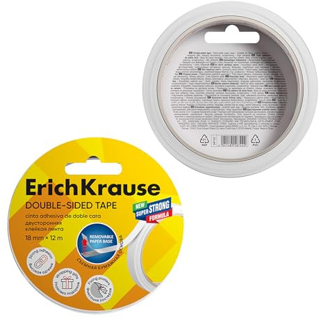 Doppelseitiges Klebeband 18mm x 12m klar farblos 1 Rolle - Extra starke Klebkraft - Tape für Büro Uni Haushalt - Klebefilm für Geschenkverpackung Posterbefestigung Büro Schule Haushalt