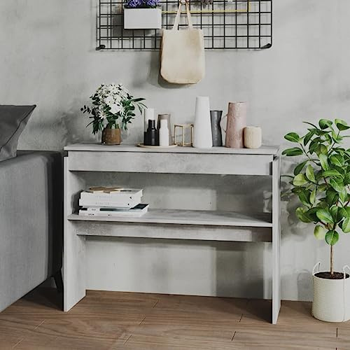 Vorpalize Tavolo consolle grigio cemento, 102 x 30 x 80 cm, tavolino stretto, mobile per corridoio, soggiorno, piccola consolle, cassettiera per ordine e decorazione