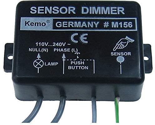 Kemo M156 Sensor Leistungsregler 230V / AC 1kW. Für ohmsche Lasten und Motoren. Bedienbar über Taster oder Sensorkontakt. Als Lichtschweller einsetzbar. Max. 6 A