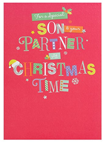 Hallmark Weihnachtskarte für Sohn und Partnerin, Modell Happy New Year, mit englischer Aufschrift, mittelgroß