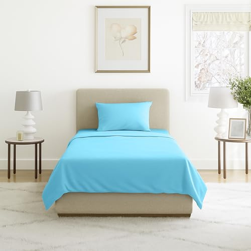 Lavish Home Brushed Microfiber Sheet Set, Light Blue, 3 Piece, Twin