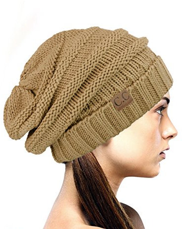 NYFASHION101 Lose bauschige Winter Strickmütze - Kamelhaarfarbe