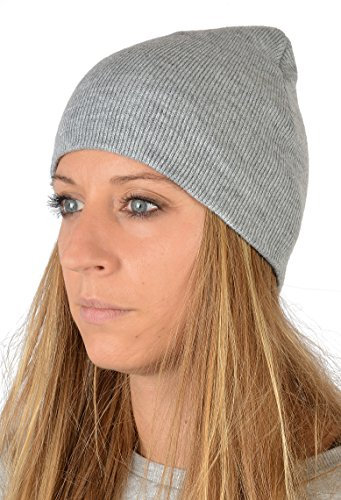 Damenmütze : Damen Strickmütze doppellagig ohne Umschlag Farbe: grau