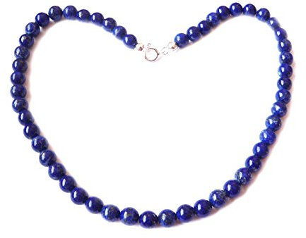 Lapislazuli Edelstein Kugel Kette Halskette Collier Größe 45 cm