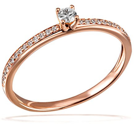 Goldmaid Damen-Ring Verlobung 585 Rotgold Diamant (0.18 ct) weiß Brillantschliff Gr. 56 (17.8)-Pa R7437RG56 Verlobungsring Diamantring