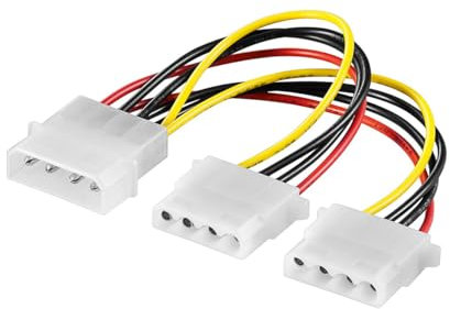 PerfectHD PC Strom Y-Adapterkabel/Verbindungskabel | Molex 5,25 Stecker (4-polig) zu 2x Molex 5,25 Buchse (4-polig)