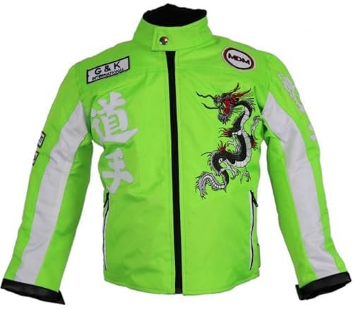 MDM Chaqueta infantil de moto en verde neón., verde neón, L