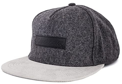 Blackskies® Exodus Snapback Cap Grau Wildleder Schirm Flanell Unisex Premium Baseball Mütze Kappe Wolle | Herren Damen Cap – Basecap Männer Frauen Unisex Streetwear Outdoor Sommer Freizeit