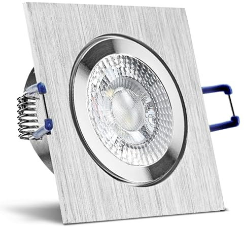 trendlights24 Mare IP44 Bad LED Einbaustrahler 230V Aluminium eckig 3 Stufen dimmbar ultra flach 35 mm 1er Set 5W Neutralweiß für Feuchtraum