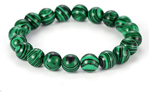 Stein Armband,Naturstein Armreif 7 Chakra 10 Mm, Grün, Malachit Stein Perlen Yoga Energie Charme Bracelets Für Angst Männer Mädchen Paar Weihnachten Geschenk Schmuck