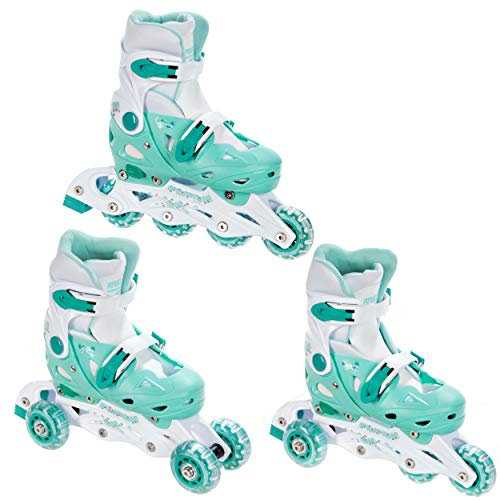 RAVEN 3in1 Inline Skates Triskates Rollschuhe Inliner für Kinder Mädchen Jungen verstellbar (Balloon Mint, 29-32 (18cm-20cm))