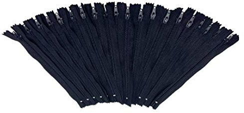 E-Goal 20 pezzi 20 cm sarto cucito nylon bobina chiusa cerniera sottile (nero)