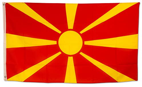 Bundes- und Länderflagge aus wetterfestem Material mit Metallösen, Outdoor Fahne & Flagge (Mazedonien) 150x90cm