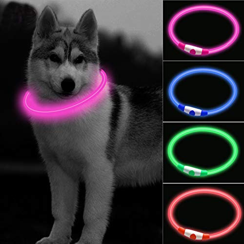 CCWW LED Leuchthalsband für Hunde USB Aufladbar LED Hundehalsband Stück hundehalsband Leuchtend Wiederaufladbares und Längenverstellbareres mit DREI Beleuchtungsmodi für Hunde und Katzen