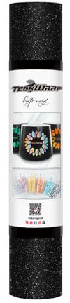 TECKWRAP Glitter Vinyl Adhesive Craft Vinyl,1ftx5ft,Knight Black