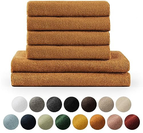 Blumtal Premium Frottier Handtücher Set 4 teilig 100% Baumwolle - Oeko-TEX zertifiziertes Badetuch 2X (70x140 cm) + Towel 4X (50x100 cm) - saugstarkes Frottiertücher Set - Handtücher Braun