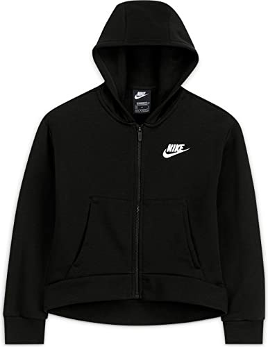 Nike DC7118 G NSW Club FLC FZ Hoodie LBR Sweatshirt Girls Black/White S