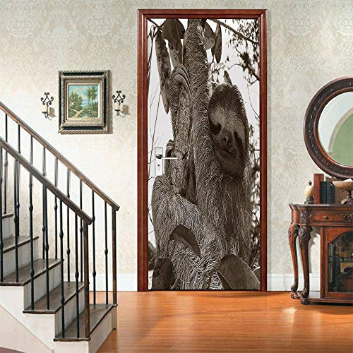 VIRANDA Türtapete 3D Selbstklebend türaufkleber -Faultier -TürPoster Fototapete Türfolie Abnehmbar Wandtapete Wohnzimmer PVC Wasserdichte Schlafzimmer Tür Stickers 86x200cm