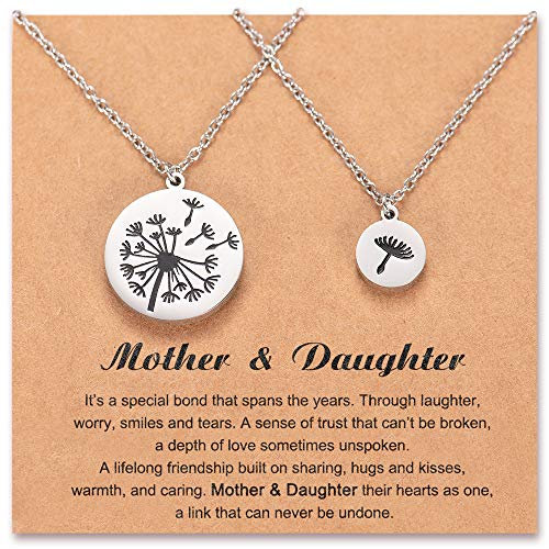 POWWA Mutter Tochter Kette für 2 passende Löwenzahn Kette Set für Mama und mich Schmuck für Mutter Tochter Damen Mädchen