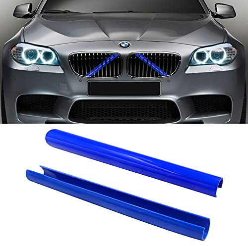 Jaronx Kompatibel mit BMW Grilleinsätzen für 2 5 6 7 X1 X2 Serie, F10 F11 F45 F12 F13 F01 F02 F48, kompatibel mit BMW V Brace Wrap Covers Blue Grill Stripes Front Grille Trim Stripes Streifen (Blau)