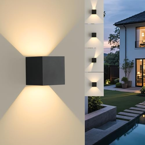 MYCUL Wandleuchte Innen/Außen 12W,3000K Warmweiß,IP65 Wasserdicht | Außenleuchte Up Down Lichtstrahl Einstellbar,Für Balkon,Wohnzimmer,Flur,Schlafzimmer